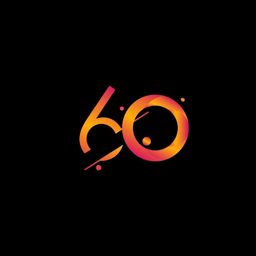 60 Years Anniversary Celebration Gradient Number Vector Template Design Illustration