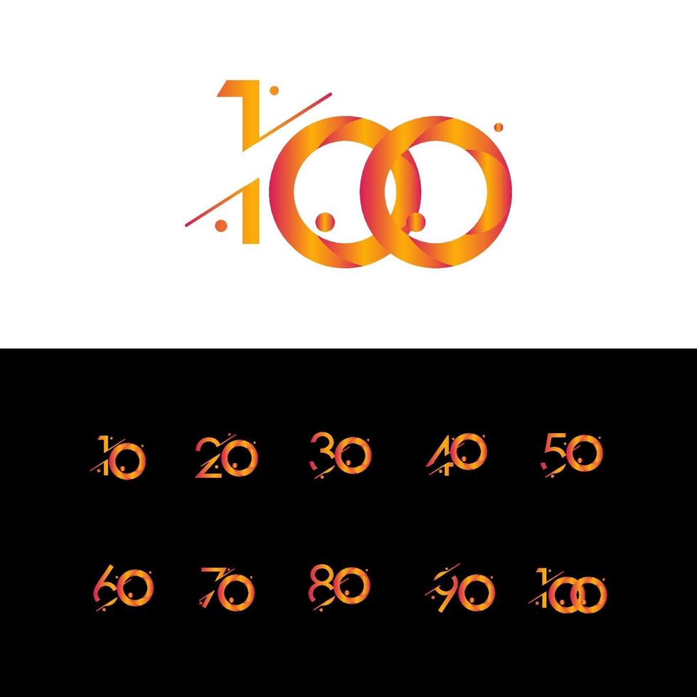 100 Years Anniversary Celebration Gradient Number Vector Template Design Illustration