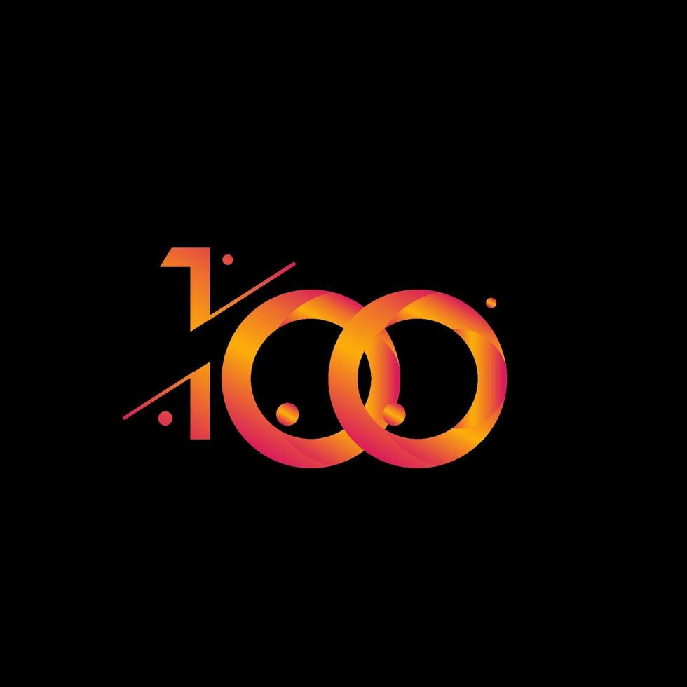 Ilustración de diseño de plantilla de vector de número de gradiente de celebración de aniversario de 100 años