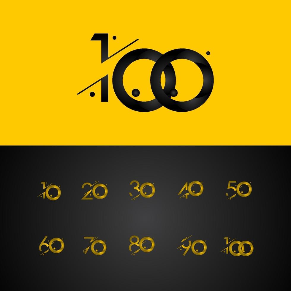 100 Years Anniversary Celebration Gradient Yellow Number Vector Template Design Illustration