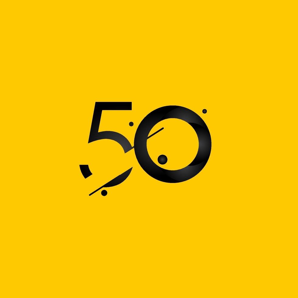 Ilustración de diseño de plantilla de vector de número amarillo degradado de celebración de aniversario de 50 años