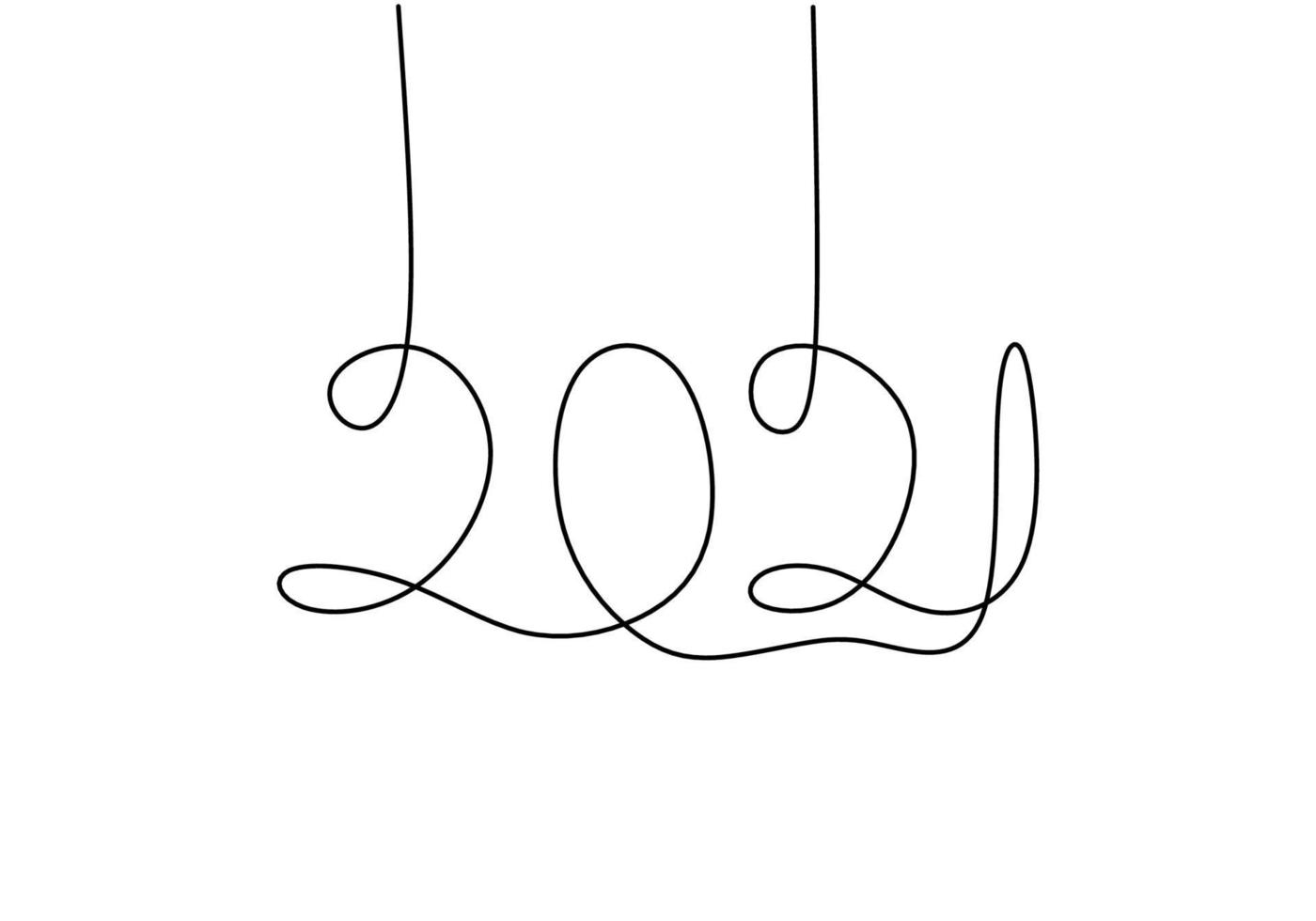 2021 of a New Year continuous line drawing isolated on white background. Celebration for the coming new year hand-drawn line art minimalism design. New year, new life, new world. Vector illustration