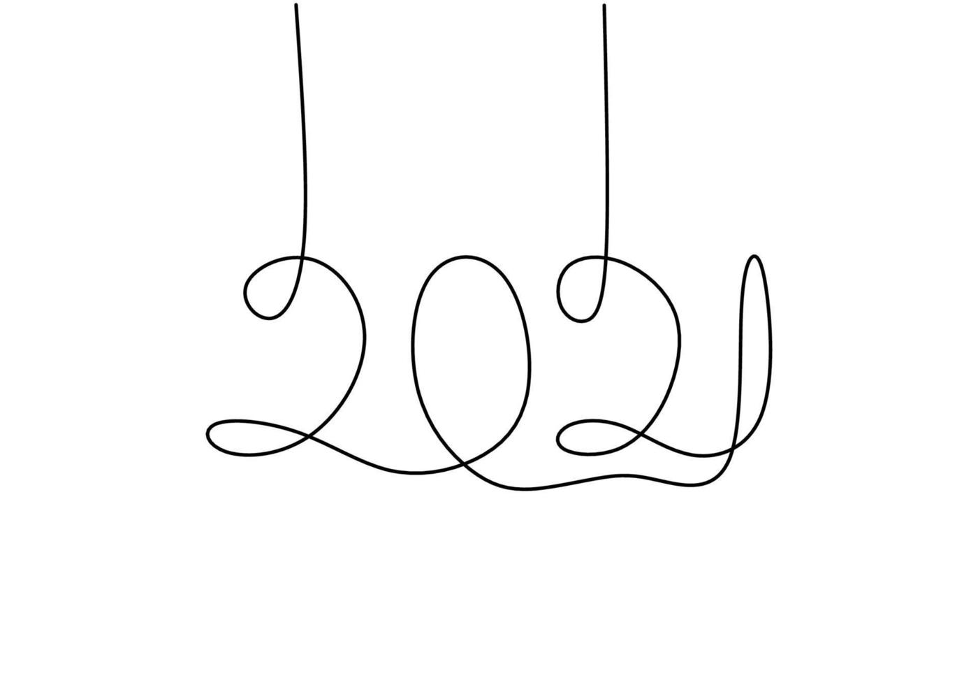 2021 de un dibujo de línea continua de año nuevo aislado sobre fondo blanco. celebración para el próximo año nuevo diseño minimalista de arte lineal dibujado a mano. año nuevo, vida nueva, mundo nuevo. ilustración vectorial vector