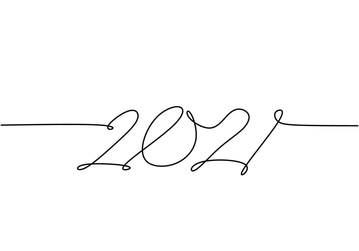 2021 of a New Year continuous line drawing isolated on white background. Celebration for the coming new year hand-drawn line art minimalism design. New year, new life, new world. Vector illustration