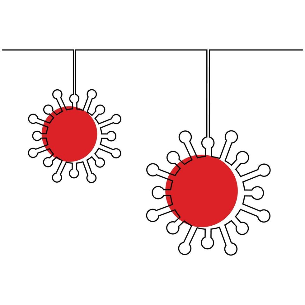 COVID-19 continuous one line symbol. Single virus pathogen isolated on white background. Corona virus sign concept hand-drawn minimalism design. Awareness with corona virus. Vector illustration