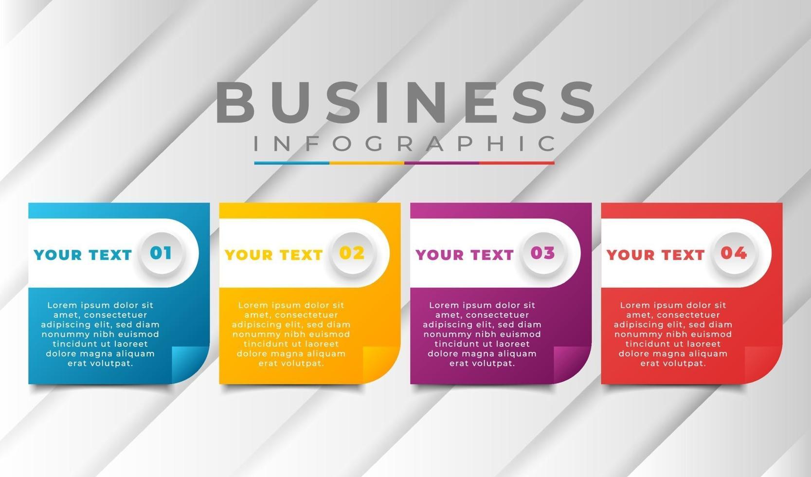 Plantilla de negocio infográfico con colores degradados. vector