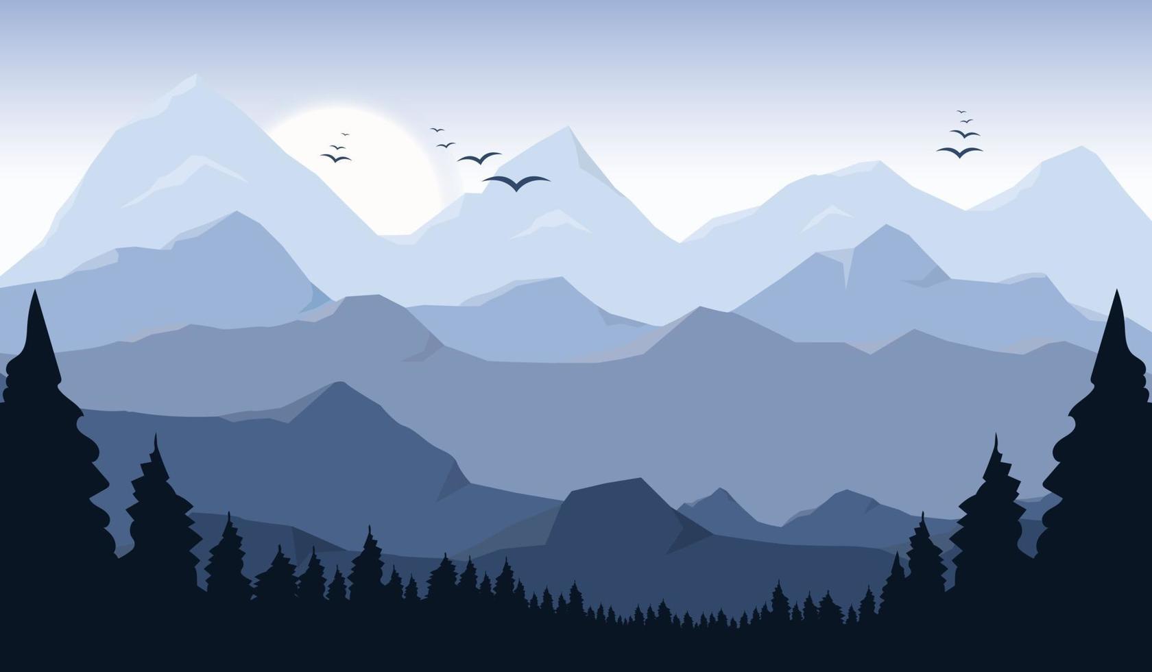 Ilustración de diseño de vector de fondo de paisaje hermoso de montaña