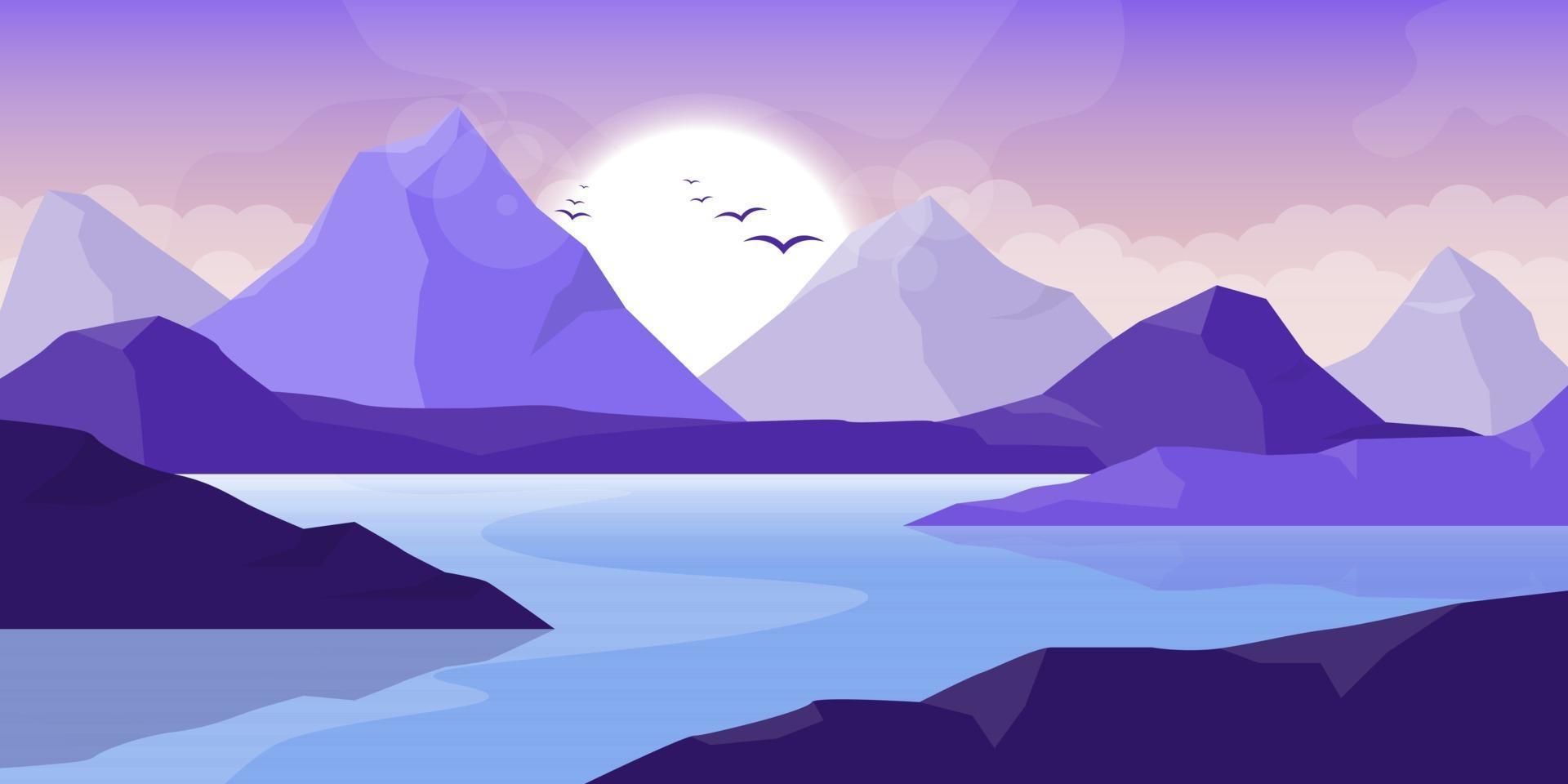 Ilustración de diseño de vector de fondo de paisaje hermoso de montaña