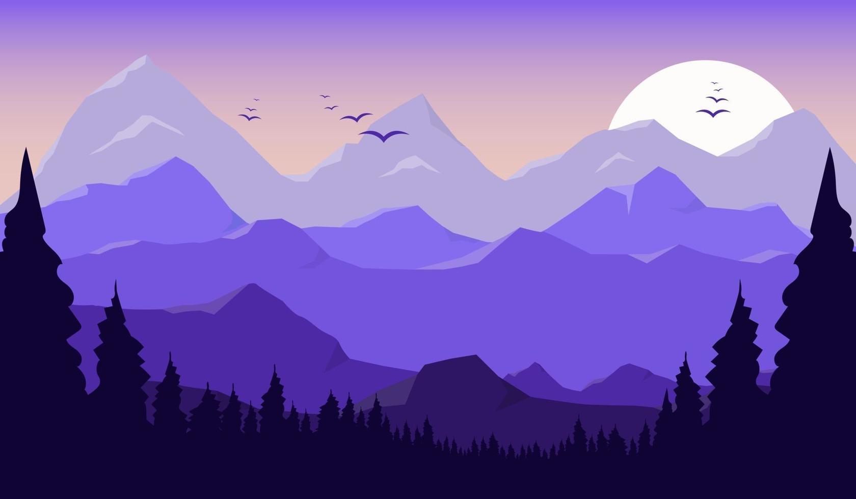 Ilustración de diseño de vector de fondo de paisaje hermoso de montaña