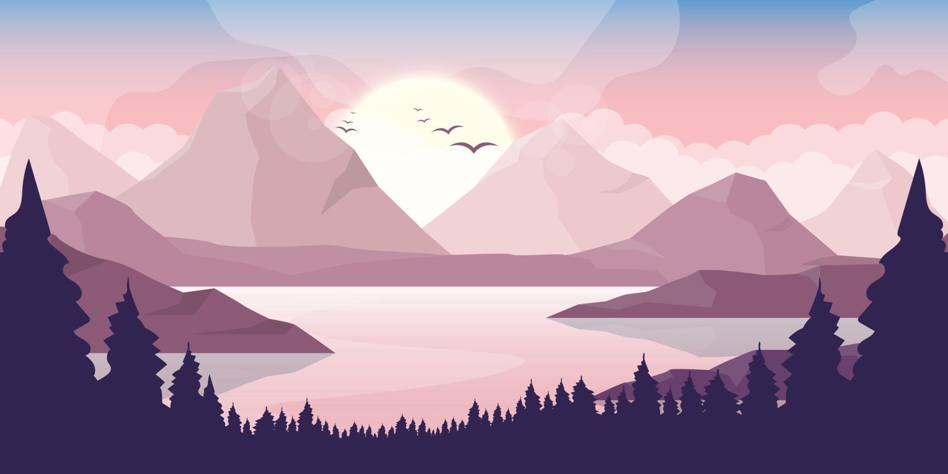 Mountain beautiful landscape background vector design illustration