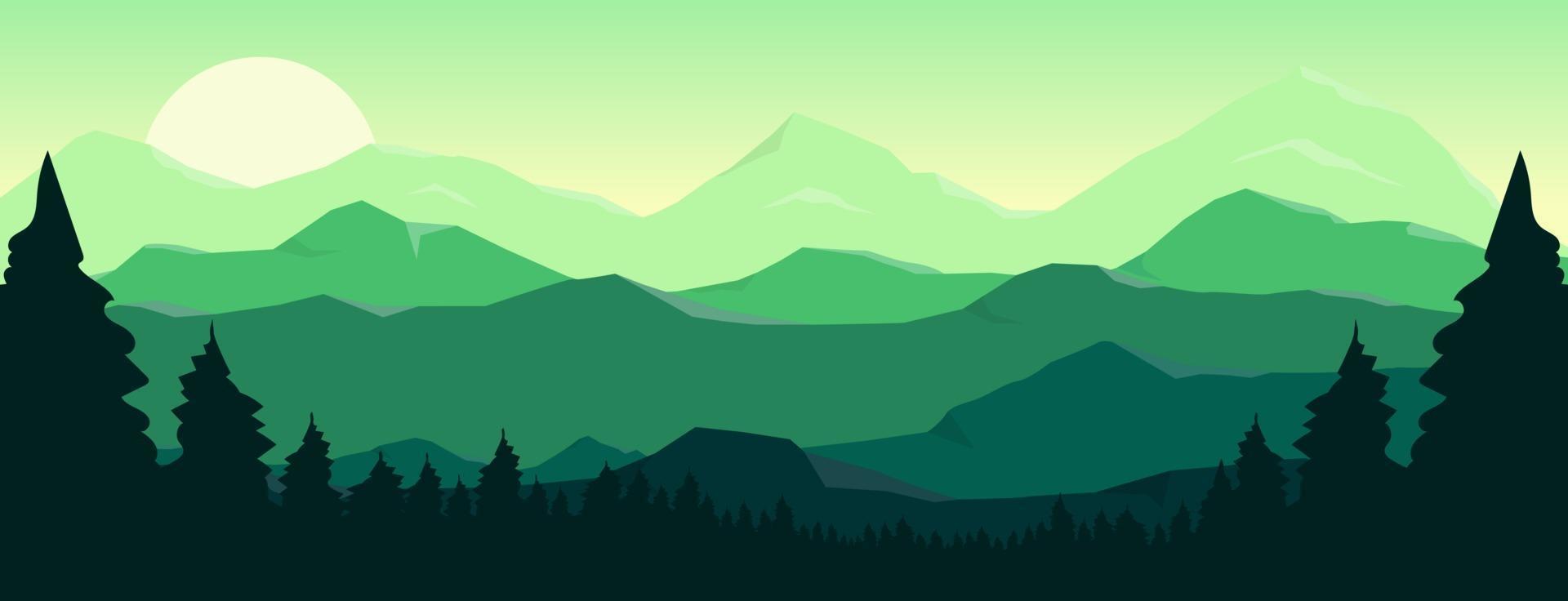 Ilustración de diseño de vector de fondo de paisaje hermoso de montaña