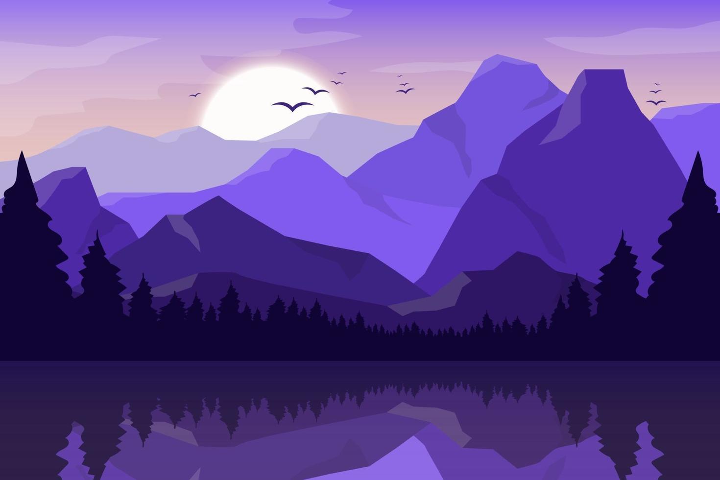 Ilustración de diseño de vector de fondo de paisaje hermoso de montaña