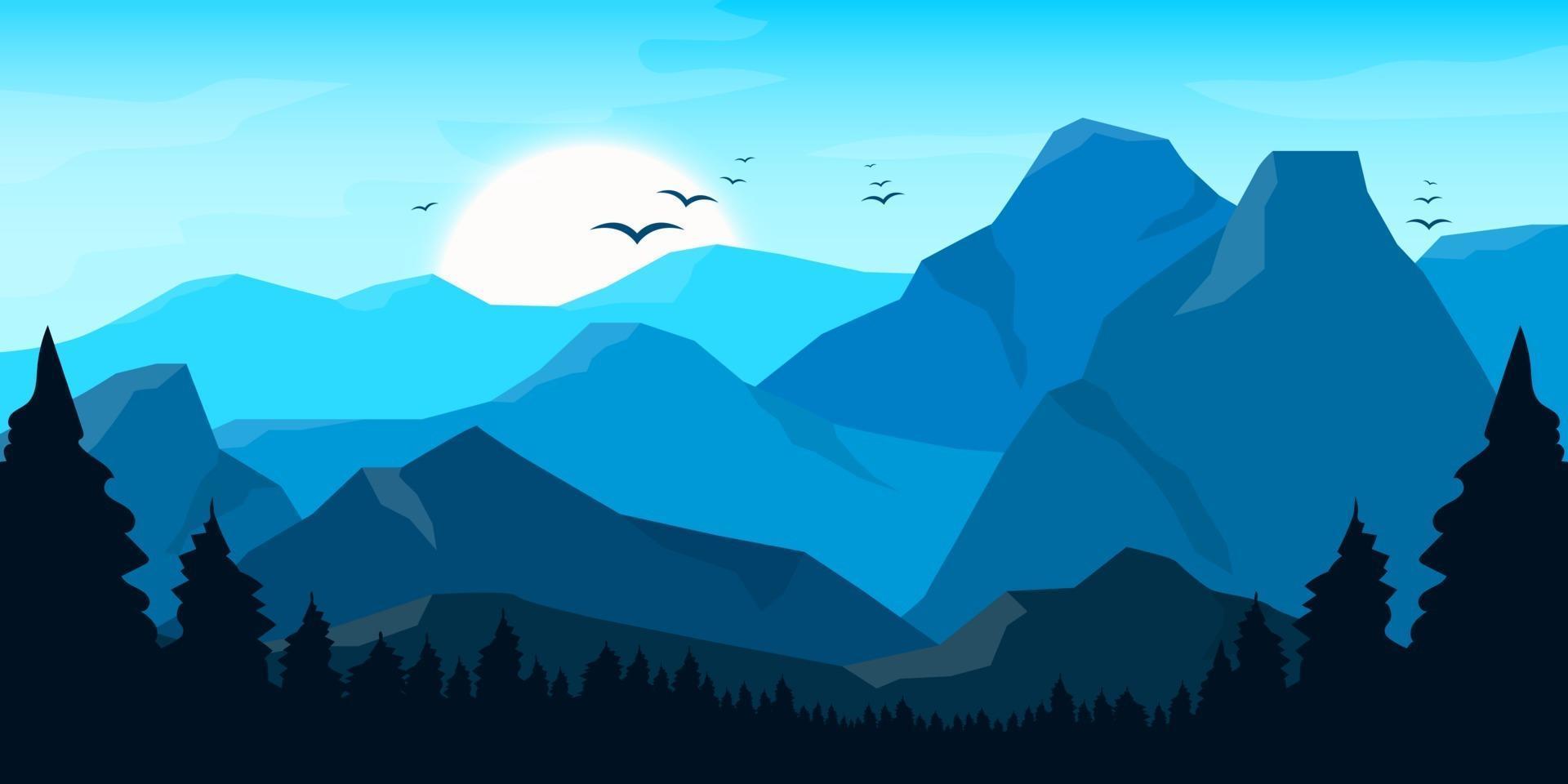 Ilustración de diseño de vector de fondo de paisaje hermoso de montaña