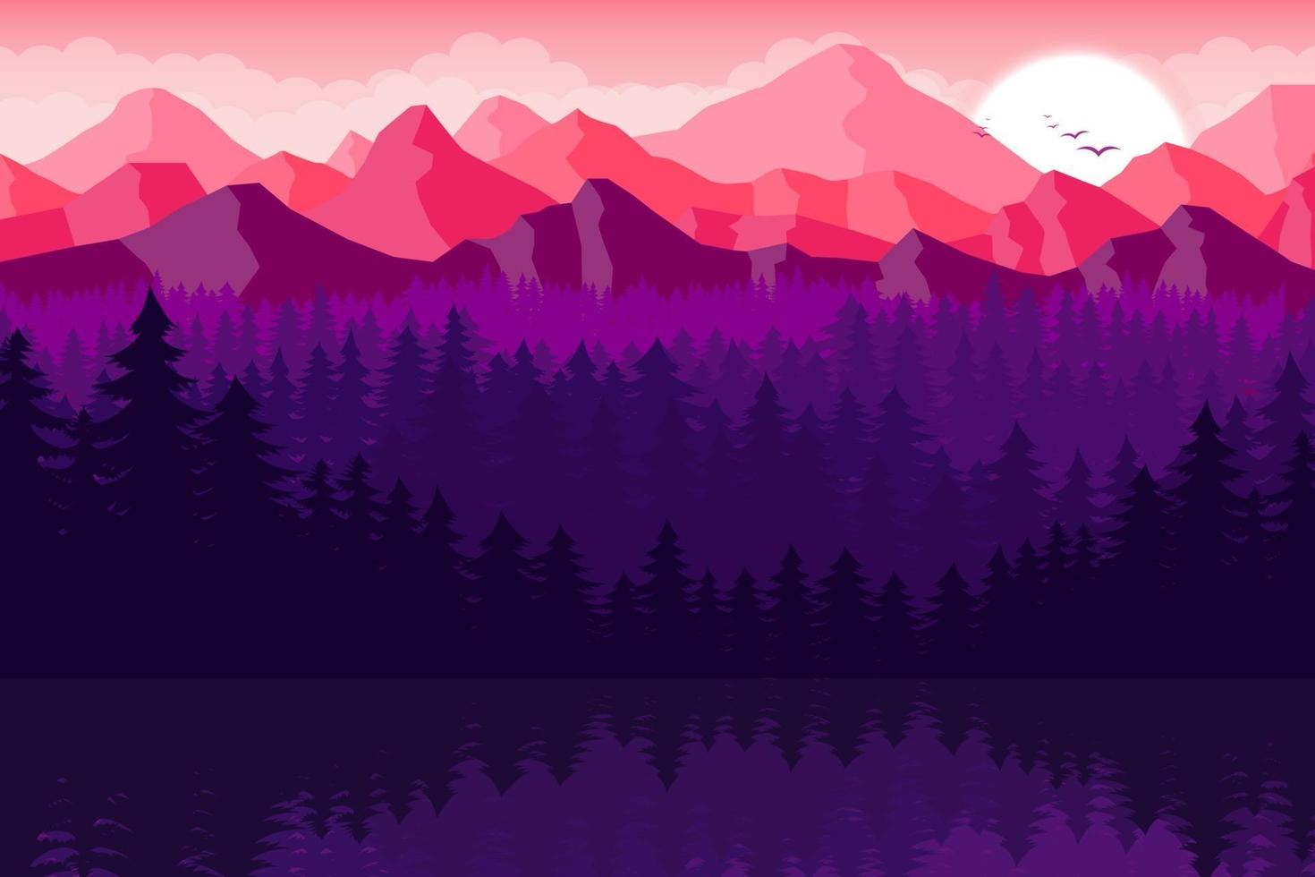 Ilustración de diseño de vector de fondo de paisaje hermoso de montaña