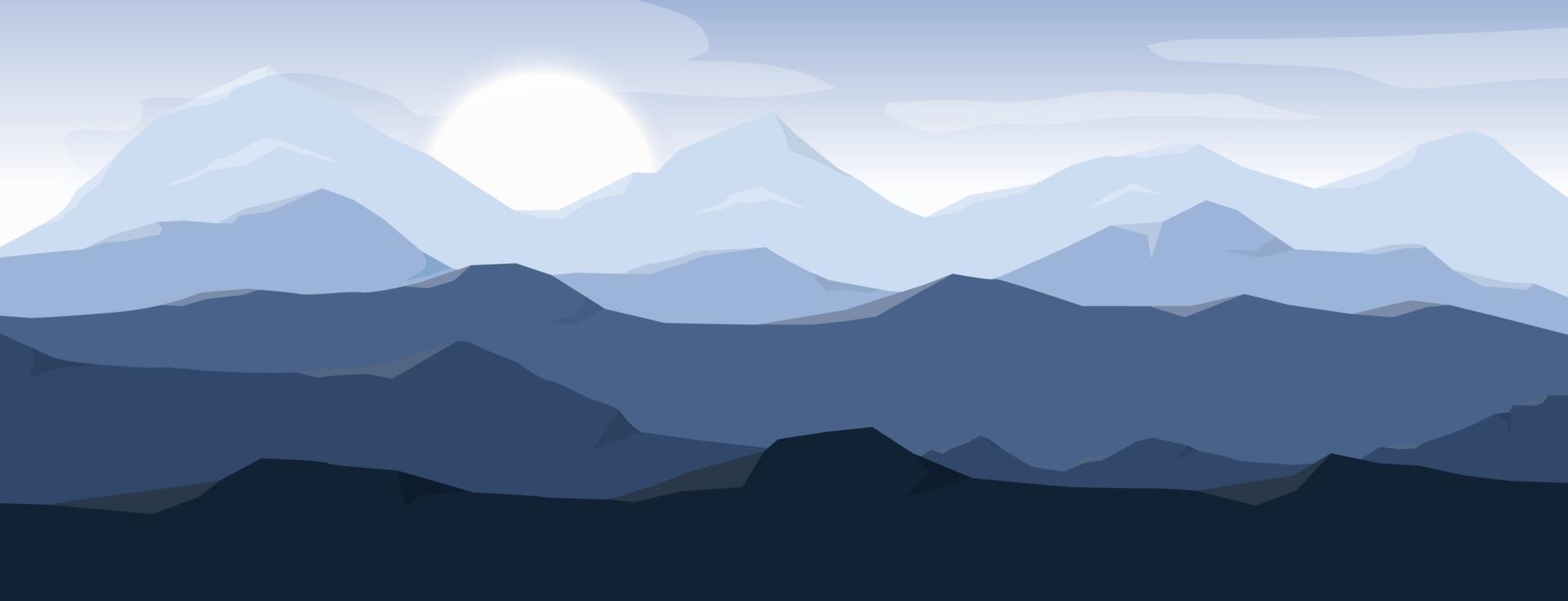 Ilustración de diseño de vector de fondo de paisaje hermoso de montaña