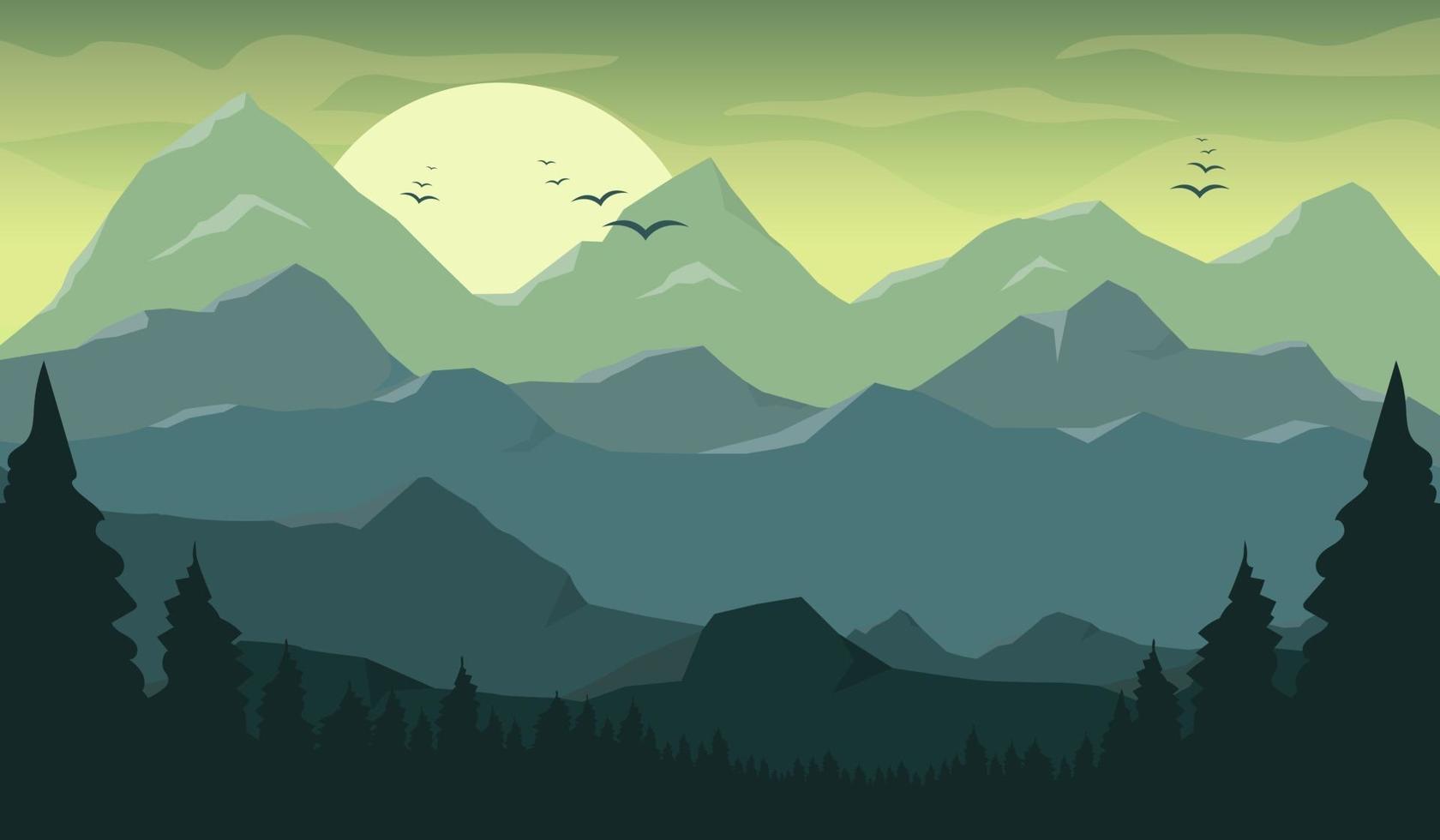 Ilustración de diseño de vector de fondo de paisaje hermoso de montaña