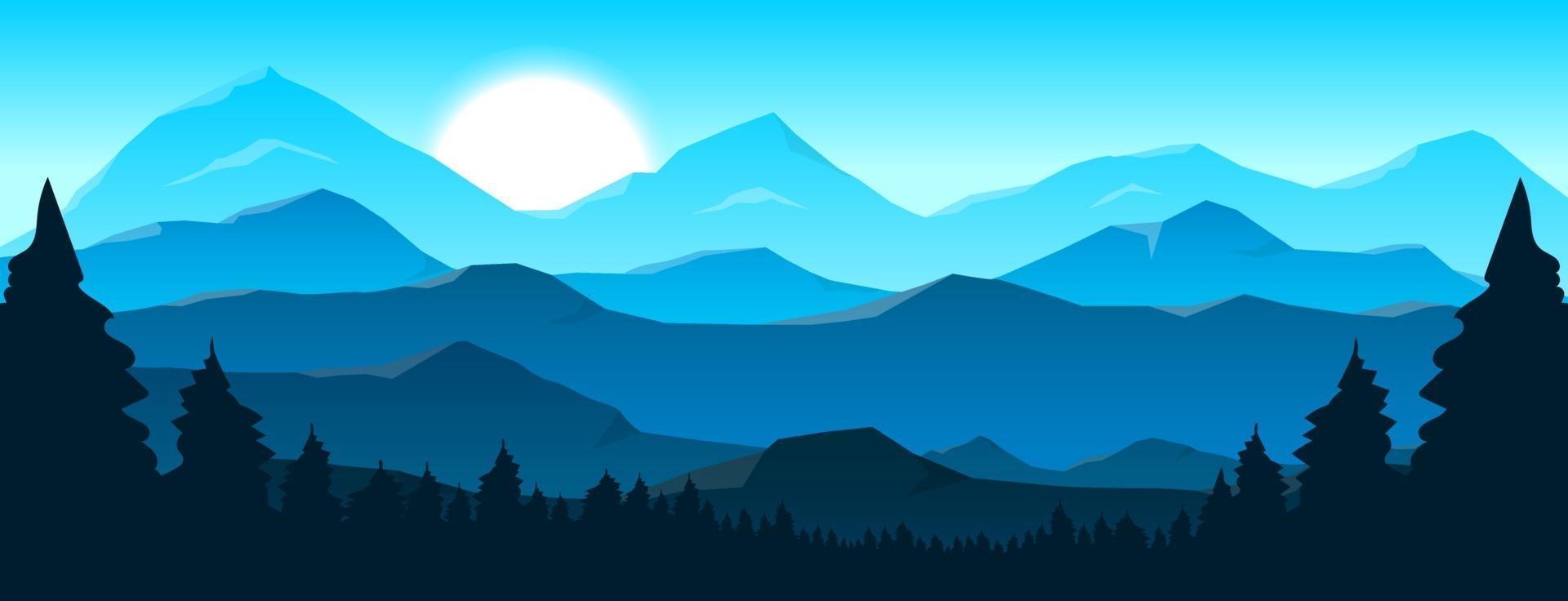 Ilustración de diseño de vector de fondo de paisaje hermoso de montaña