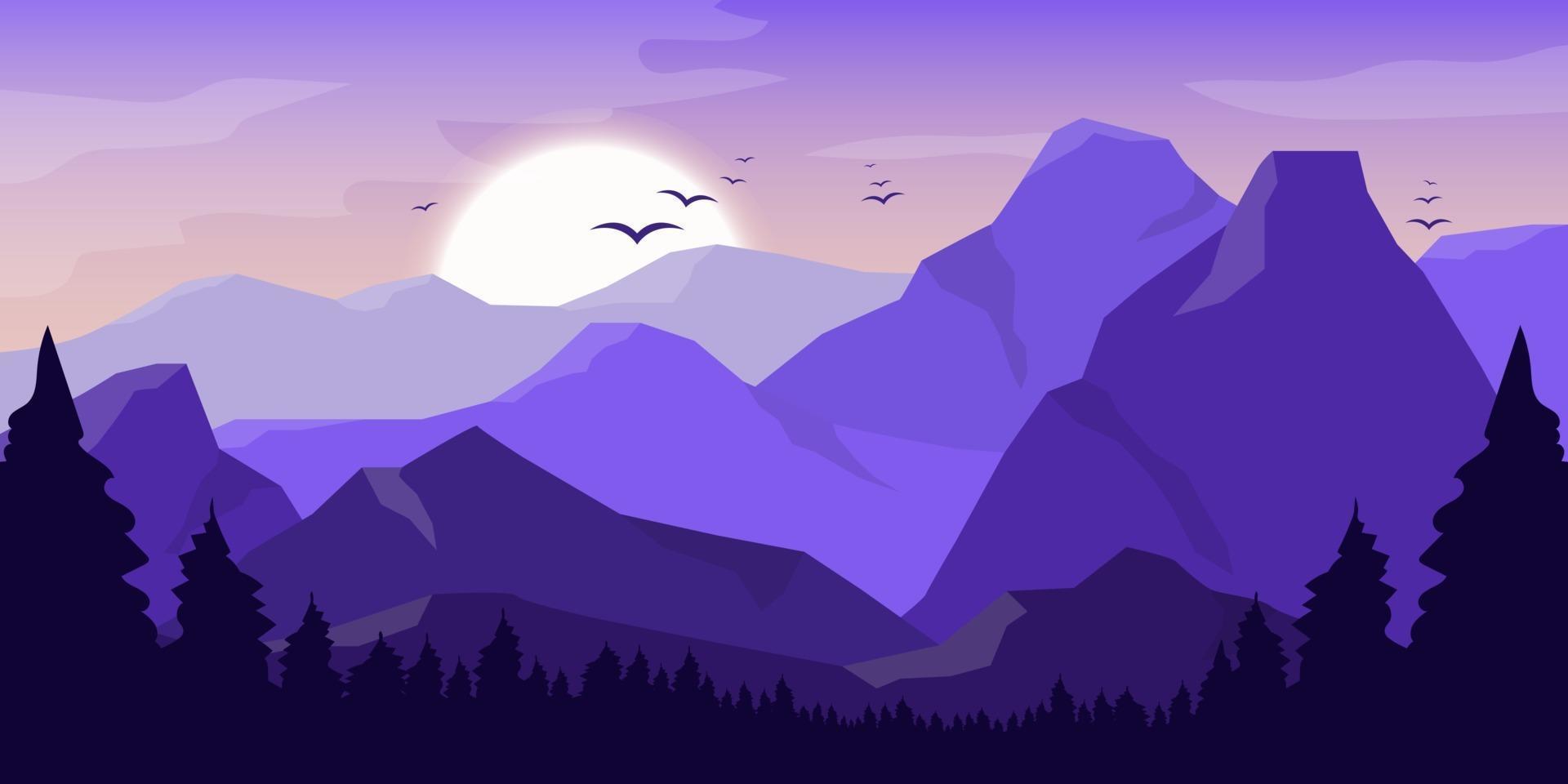 Ilustración de diseño de vector de fondo de paisaje hermoso de montaña