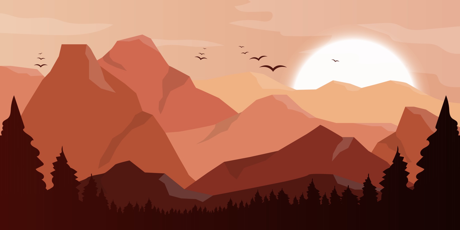 Mountain Beautiful Landscape Background Vector Design Illustration