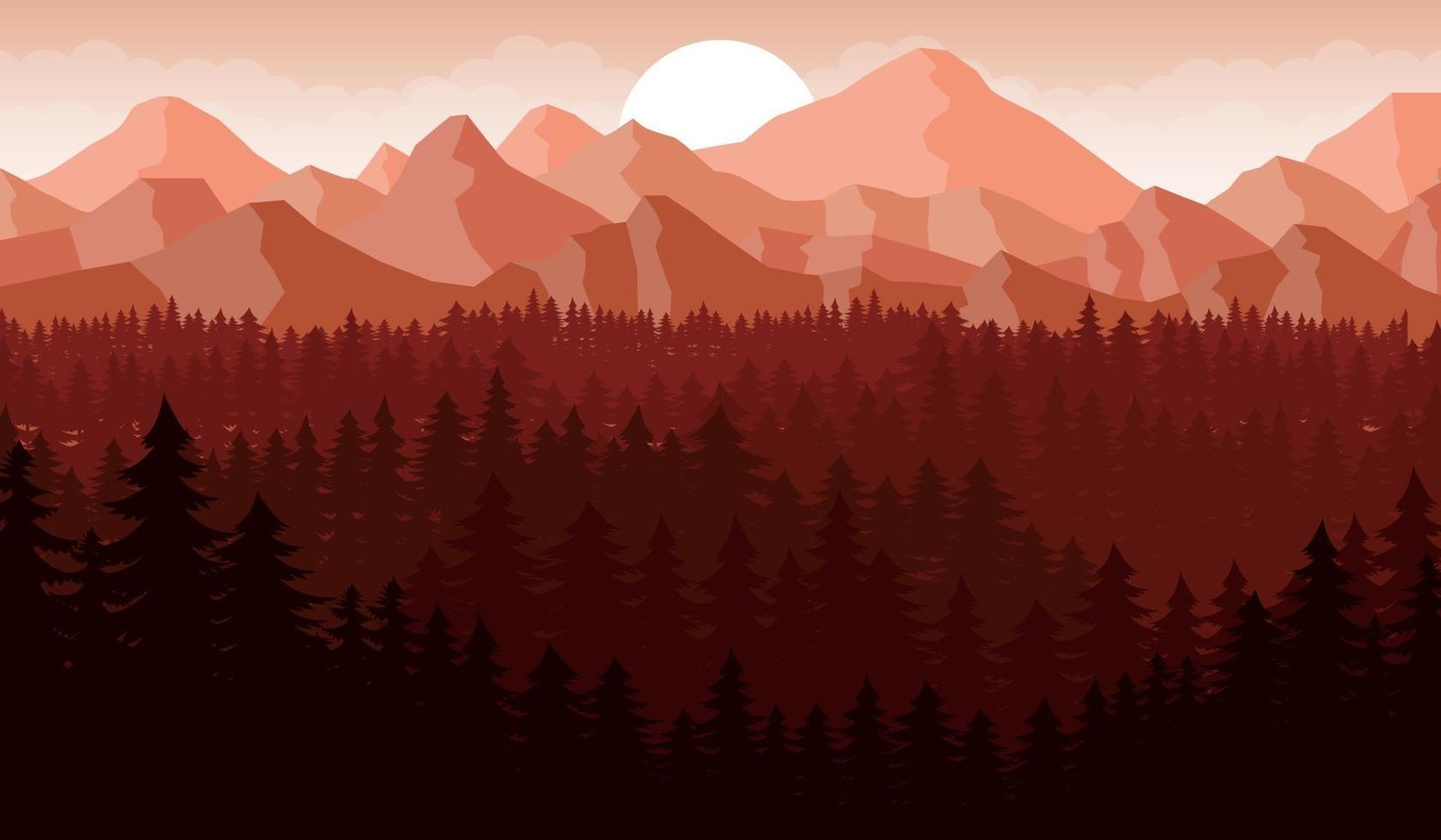 Ilustración de diseño de vector de fondo de paisaje hermoso de montaña