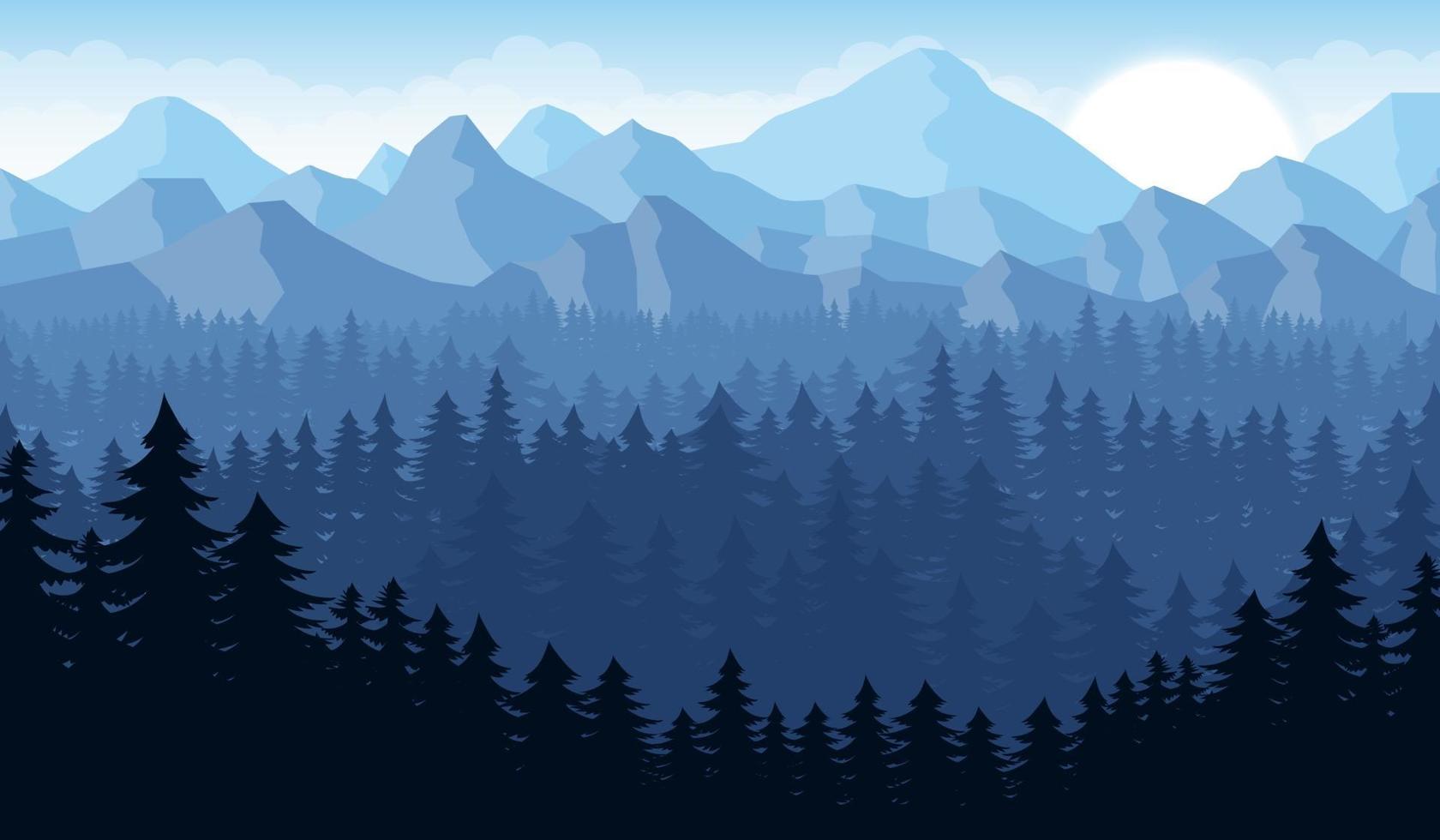 Ilustración de diseño de vector de fondo de paisaje hermoso de montaña