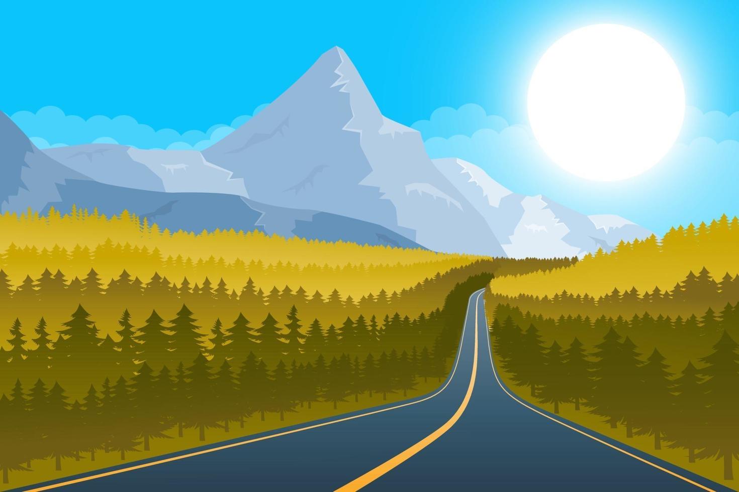 Ilustración de diseño de vector de fondo de paisaje hermoso de montaña