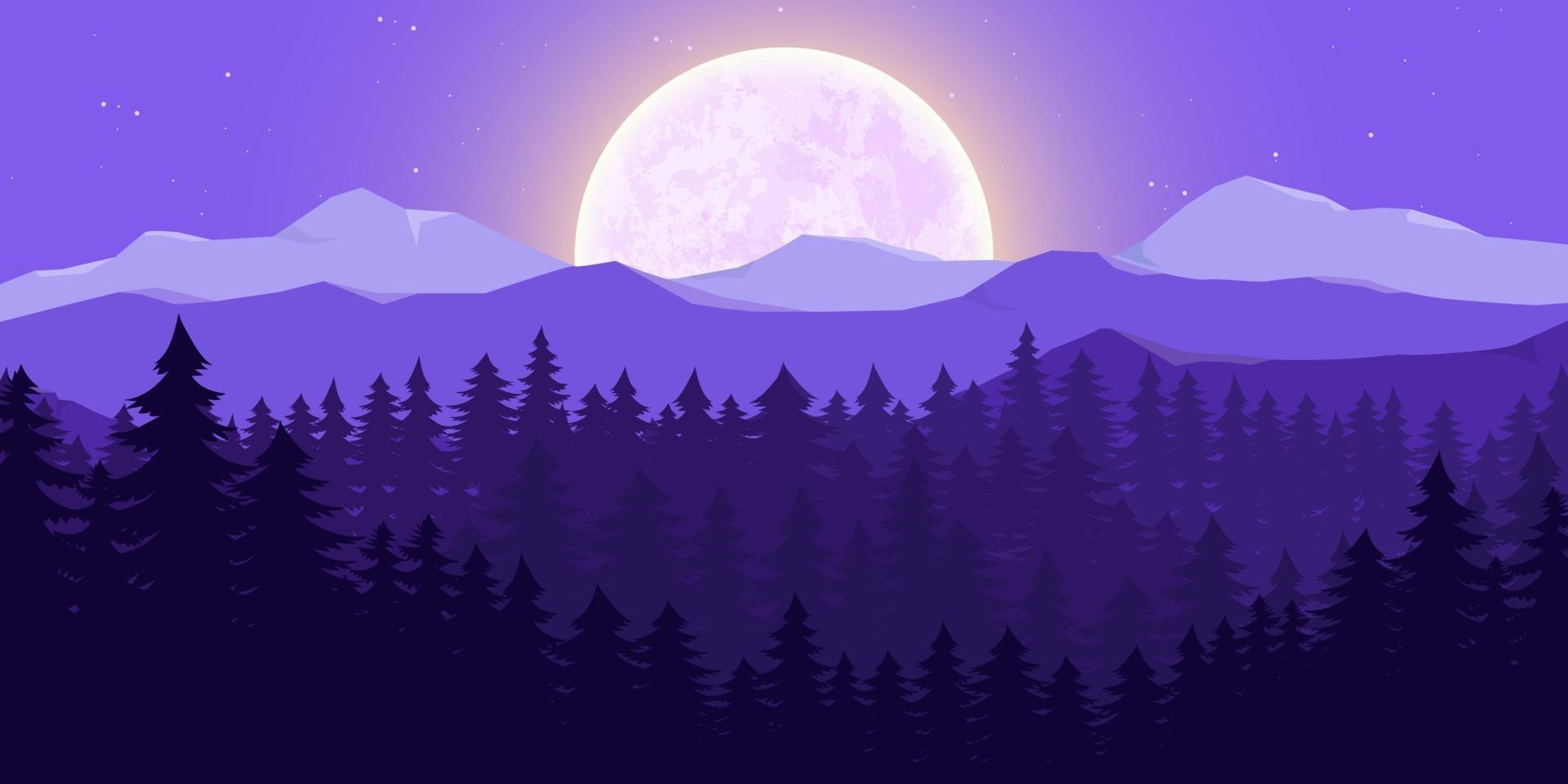 Ilustración de diseño de vector de fondo de paisaje de naturaleza de luna