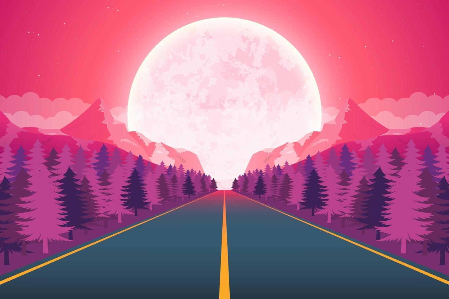 Ilustración de diseño de vector de fondo de paisaje de naturaleza de luna