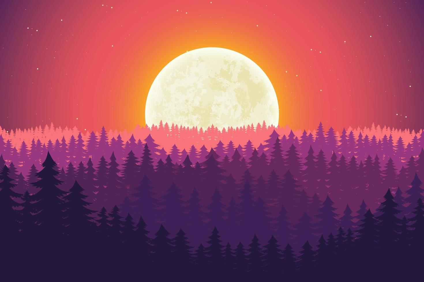 Ilustración de diseño de vector de fondo de paisaje de naturaleza de luna