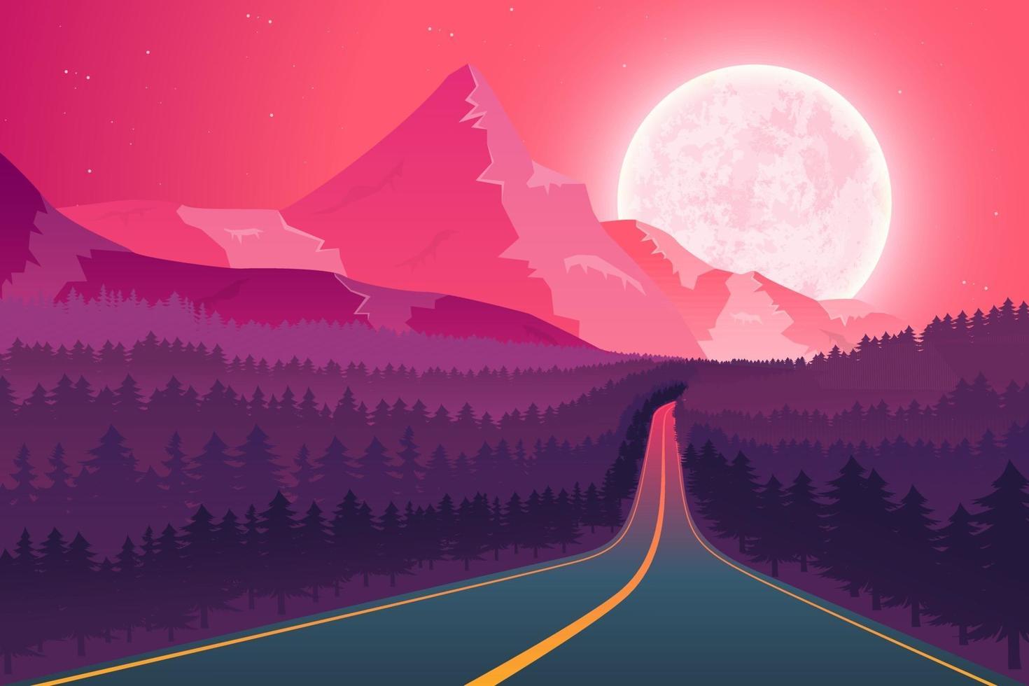 Ilustración de diseño de vector de fondo de paisaje de naturaleza de luna