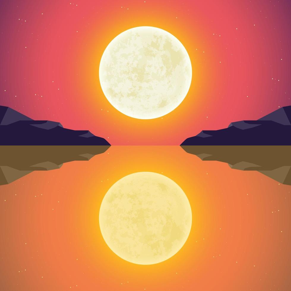 Ilustración de diseño de vector de fondo de paisaje de naturaleza de luna