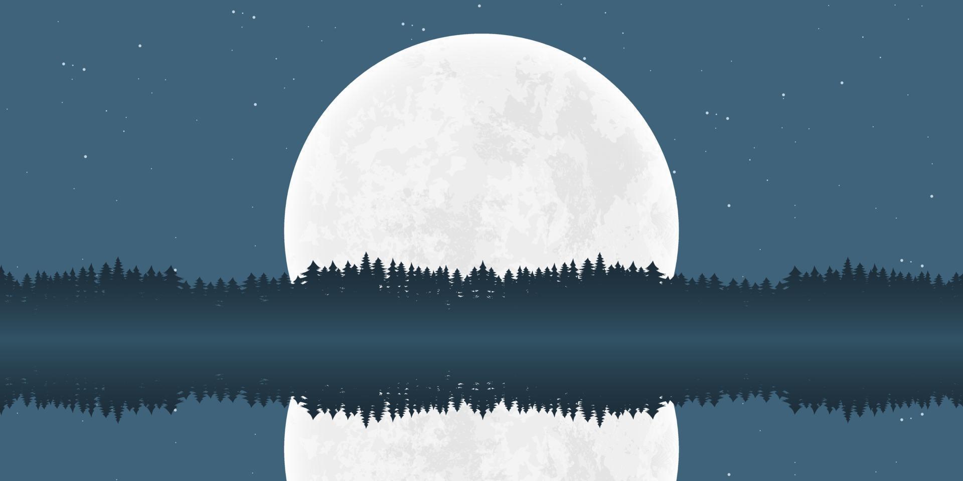 Ilustración de diseño de vector de fondo de paisaje de naturaleza de luna