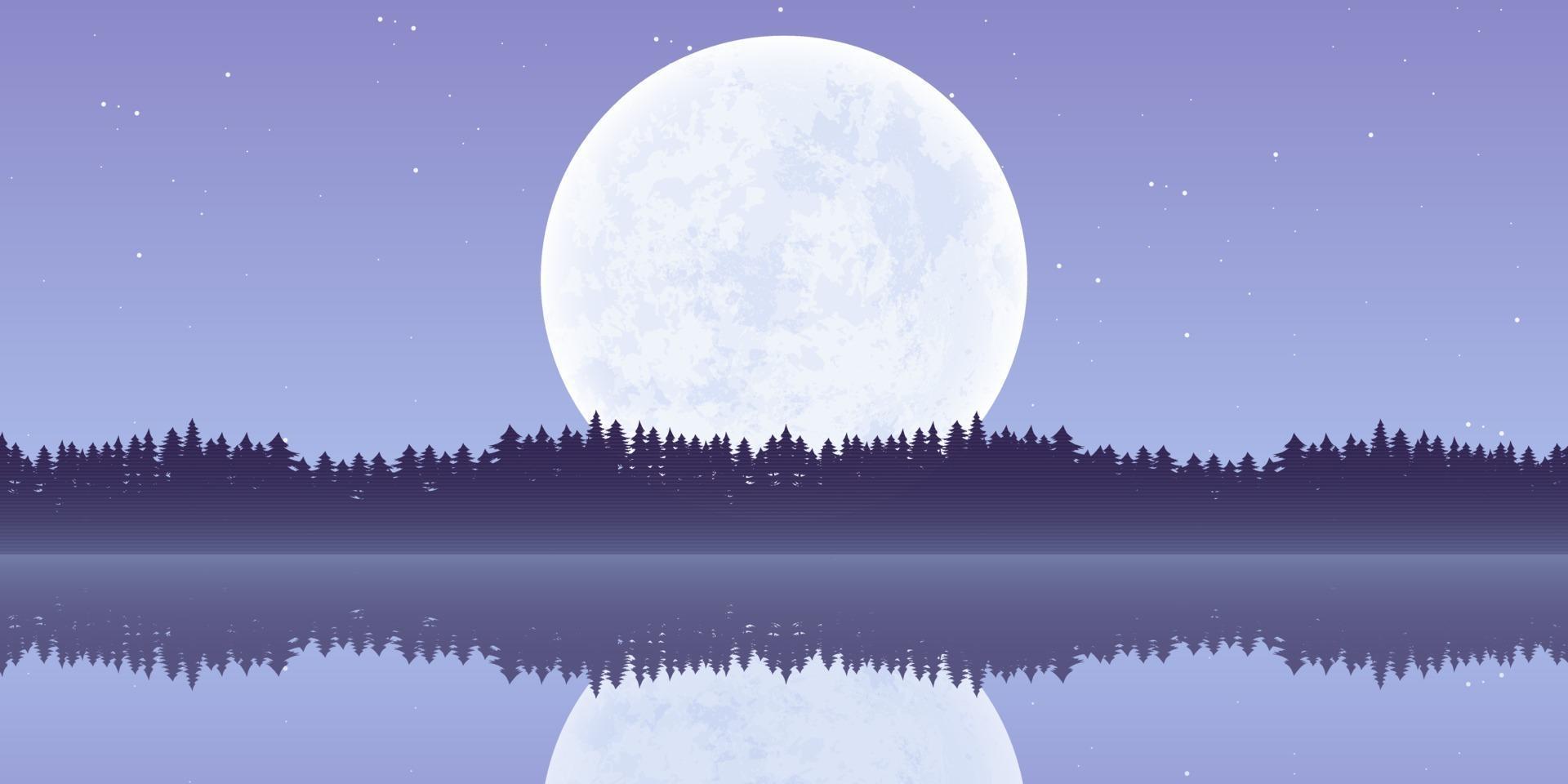 Ilustración de diseño de vector de fondo de paisaje de naturaleza de luna