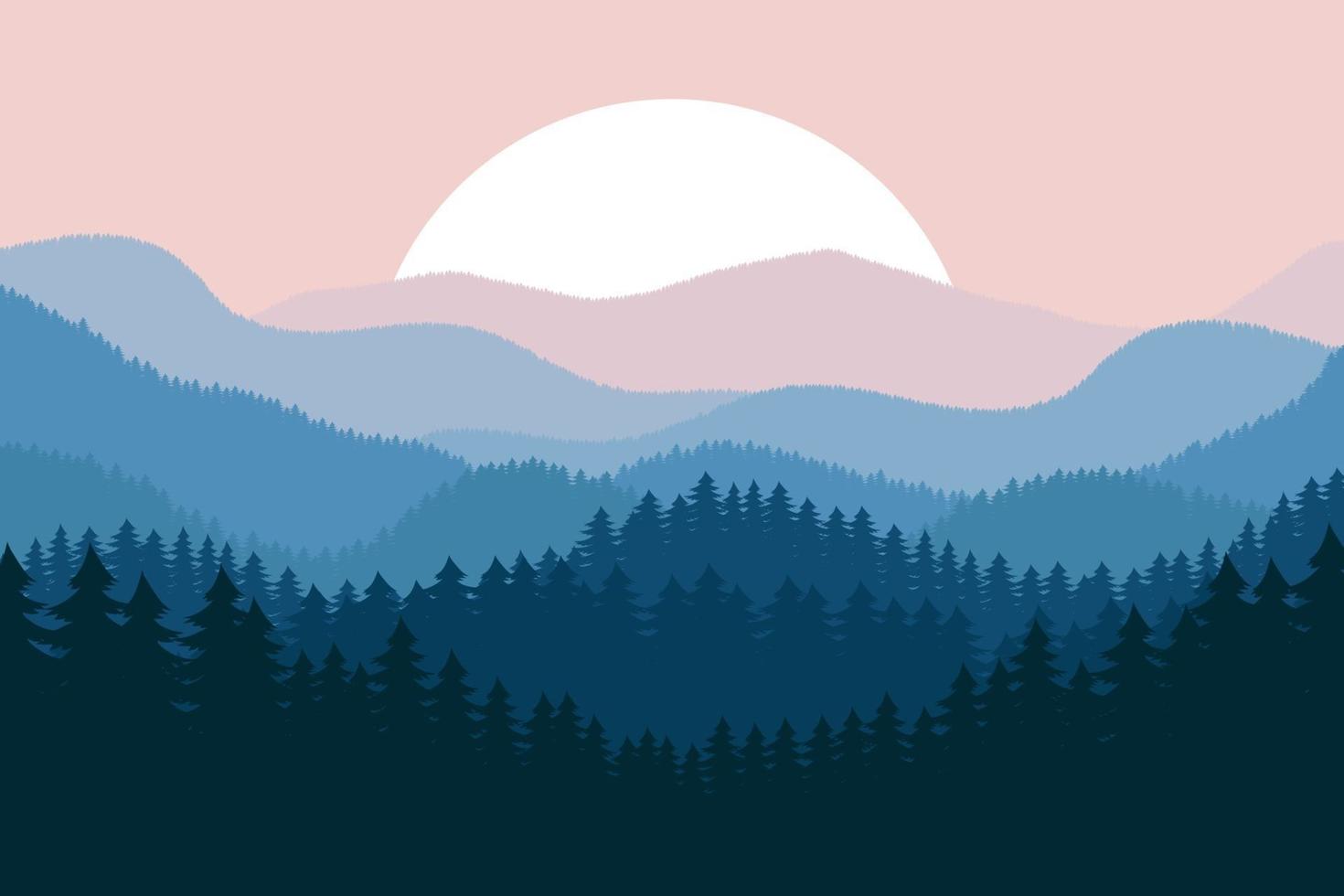 Ilustración de diseño de vector de fondo de paisaje de bosque