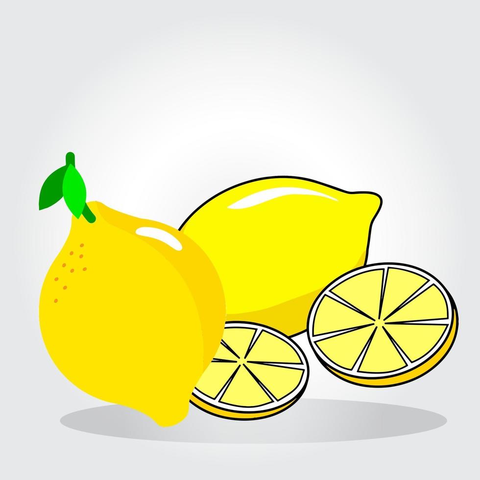 Fresh lemon fruits, collection of vector illustrations