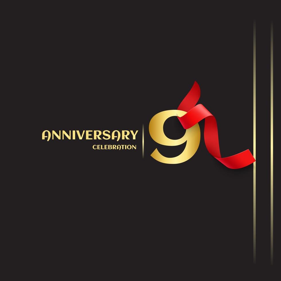 9 Year Anniversary Vector Template Design Illustration
