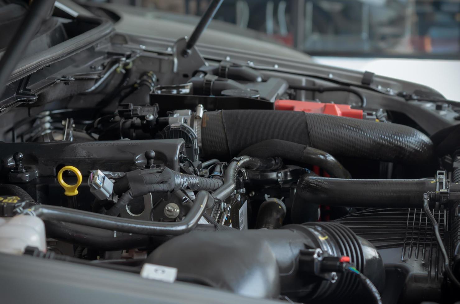 Side view of a car engine photo