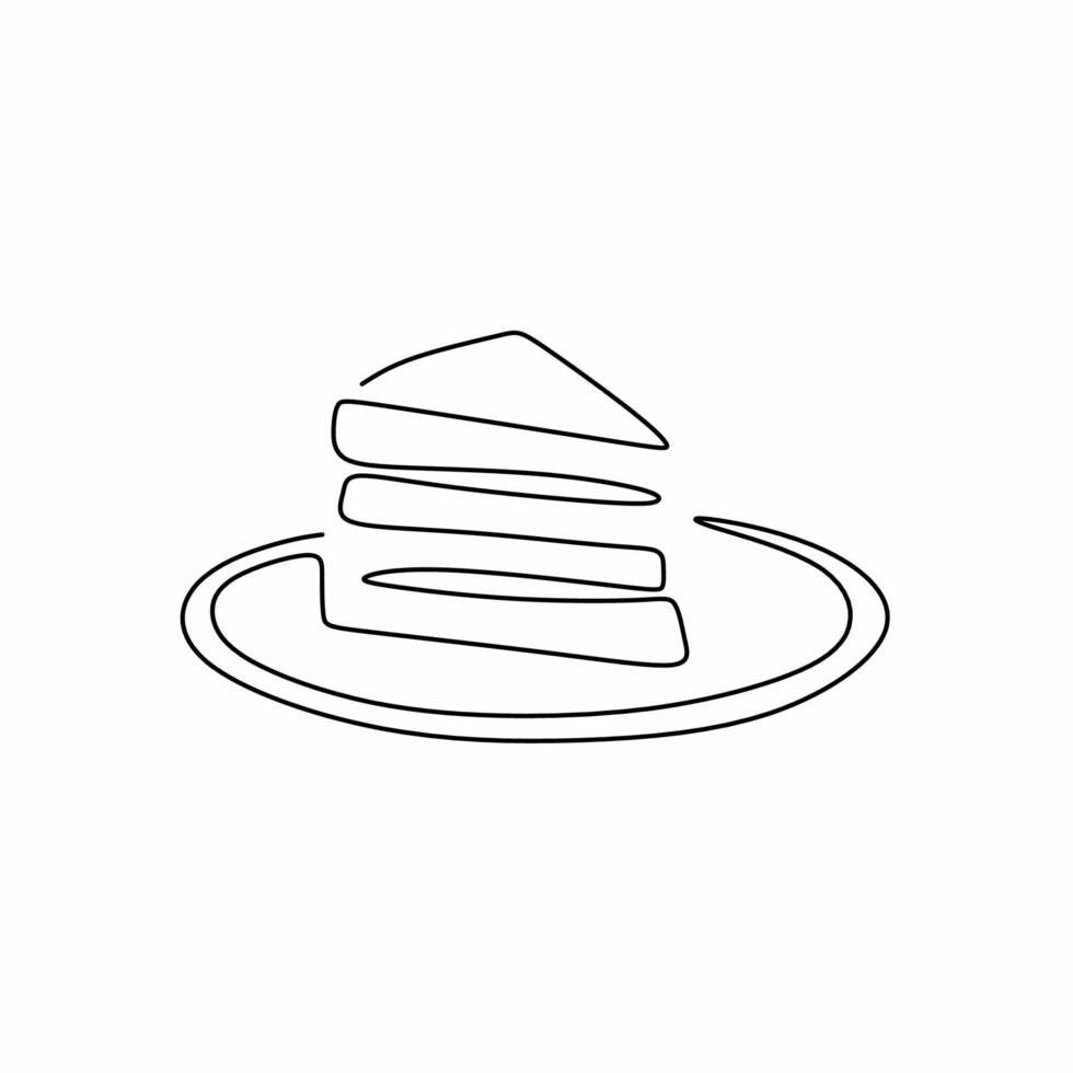 Continuous one line drawing of stylized sandwich. Fast food, street food restaurant concept for cafe, shop or food delivery service. Cafe menu and restaurant badge. Vector illustration