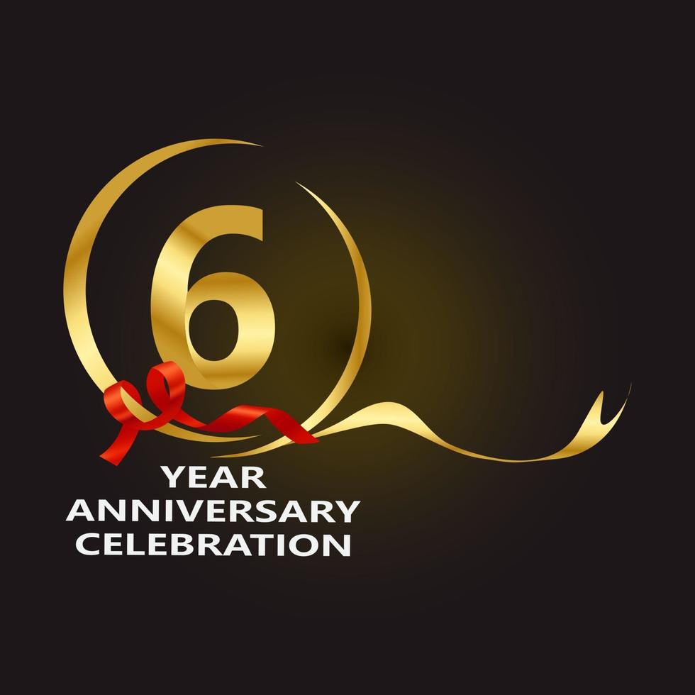 6 Year Anniversary Vector Template Design Illustration