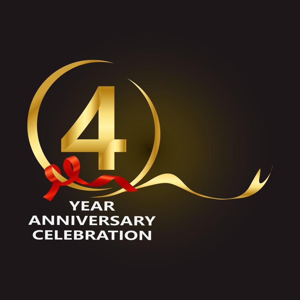 4 Year Anniversary Vector Template Design Illustrations