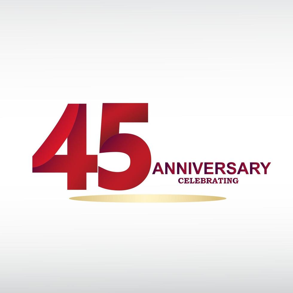 Celebración del aniversario de 45 años, diseño vectorial para celebraciones, tarjetas de invitación y tarjetas de felicitación. vector