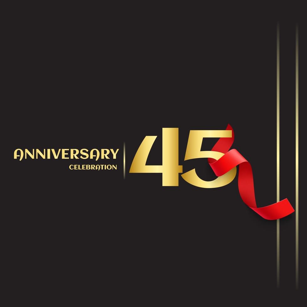 45 Year Anniversary Vector Template Design Illustration