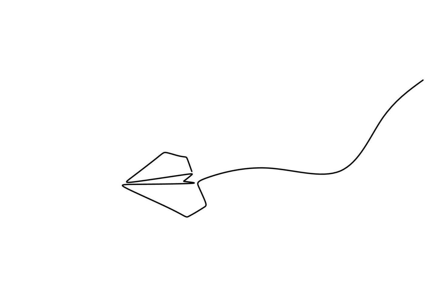 Paper plane continuous single one line art style isolated on white background. The airplane made from paper. Plane flying symbol of creativity and freedom concept minimalism style vector