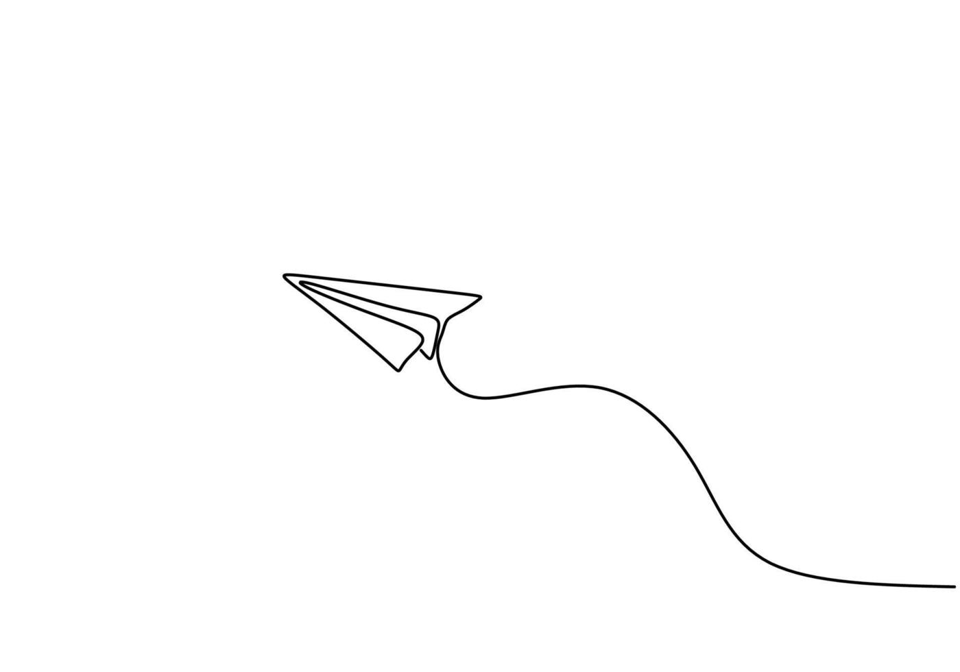 Paper plane continuous single one line art style isolated on white background. The airplane made from paper. Plane flying symbol of creativity and freedom concept minimalism style vector