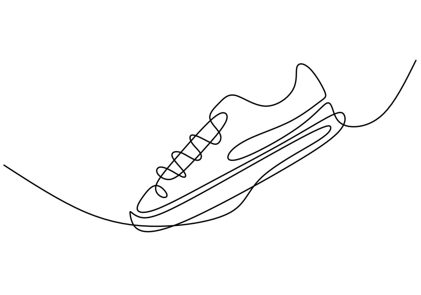 Shoe continuous line drawing. Sports sneakers shoes for your fashion or activity. Fashionable and casual for woman and man hand drawn sketch. Vector minimalistic hand drawn illustration