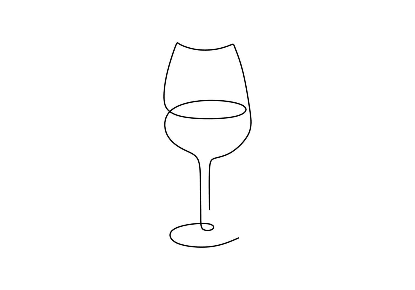 Copa de vino tinto en estilo de dibujo de línea continua. bosquejo  minimalista de líneas negras y rojas.