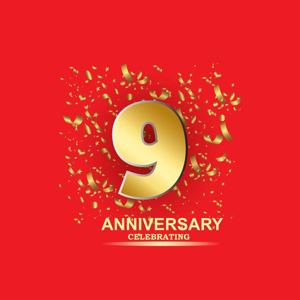 9 Year Anniversary Vector Template Design Illustration
