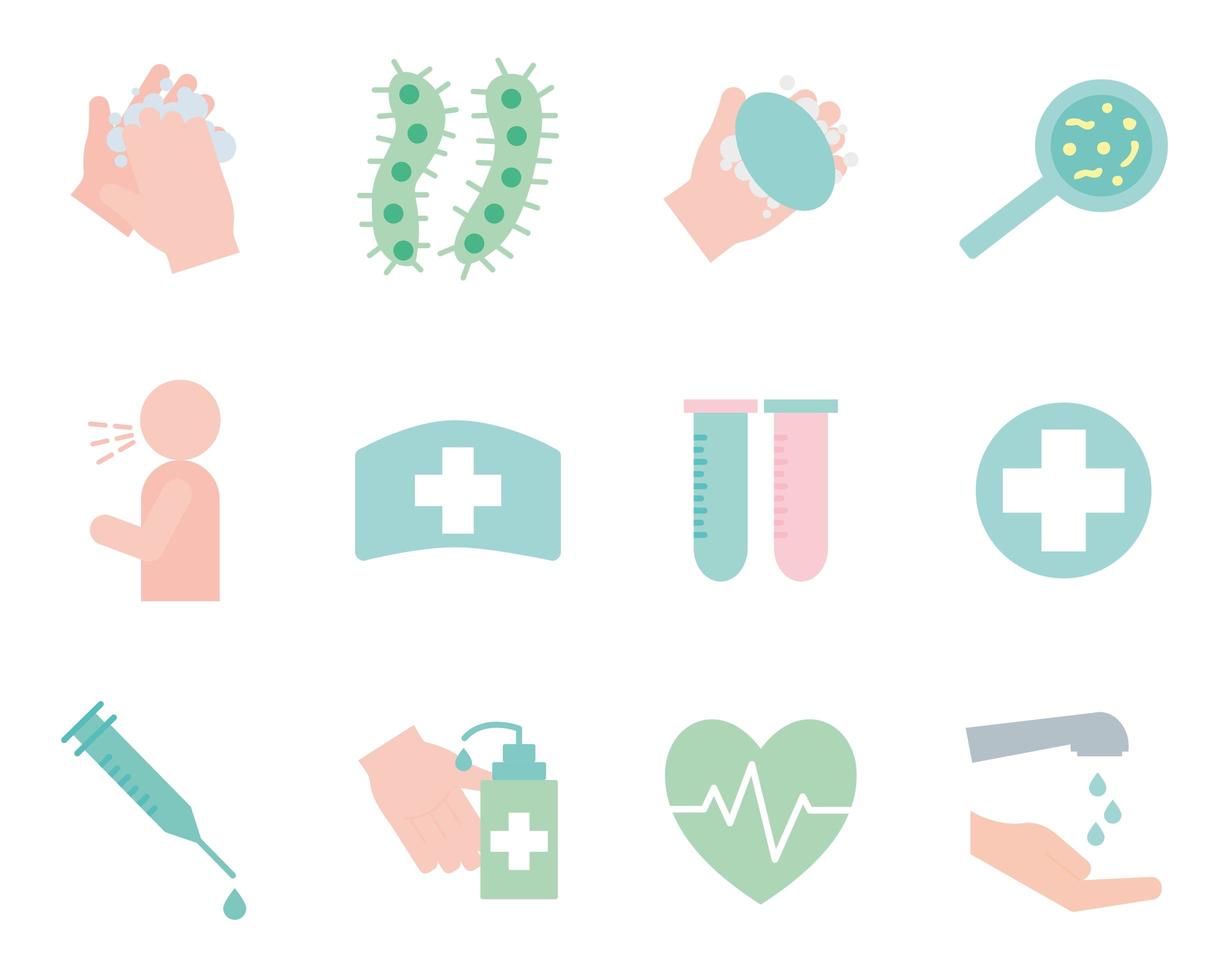 Covid-19 flat style icon set vector