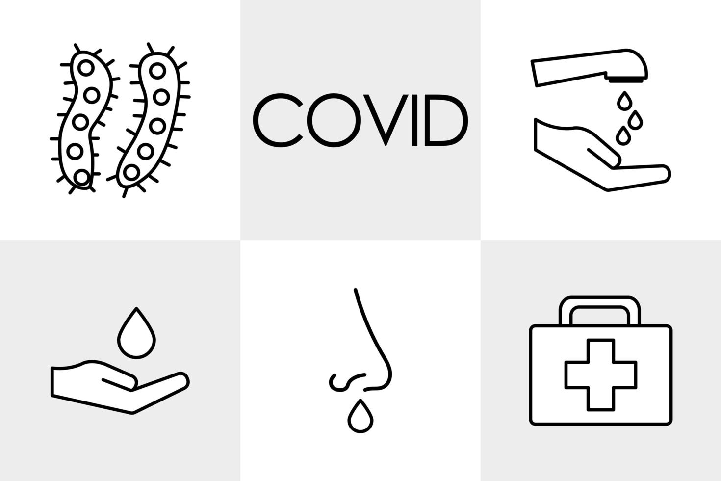 Covid-19 line style icon set vector