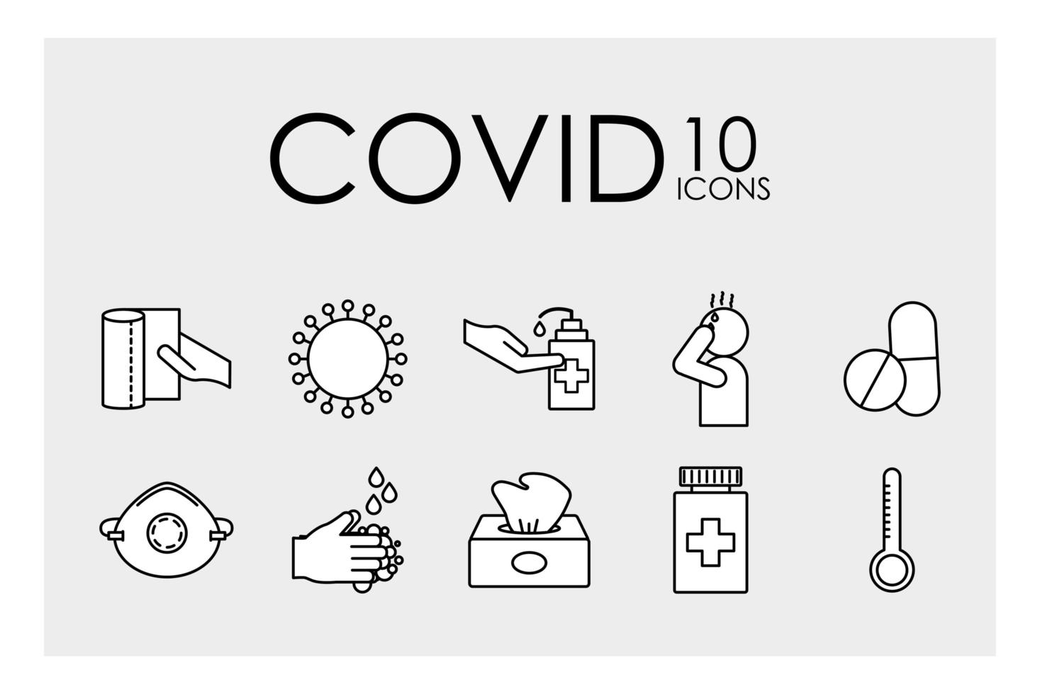 Covid-19 line style icon set vector